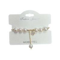 Freshwater Pearl C.Z Crystal Adjustable Bracelet