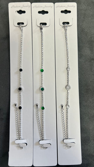 Elegant C.Z Crystal with Accent Stones--Adjustable Crystal Chain