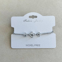 C.Z Rhodium Plated Crystal adjustable Bracelet