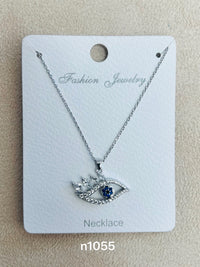 Evil Eye C.Z Rhodium Plated Pendant Necklace