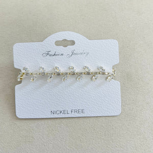 C.Z Rhodium Plated Crystal adjustable Bracelet
