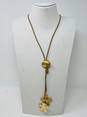 “Flower” Leather long Chain necklace