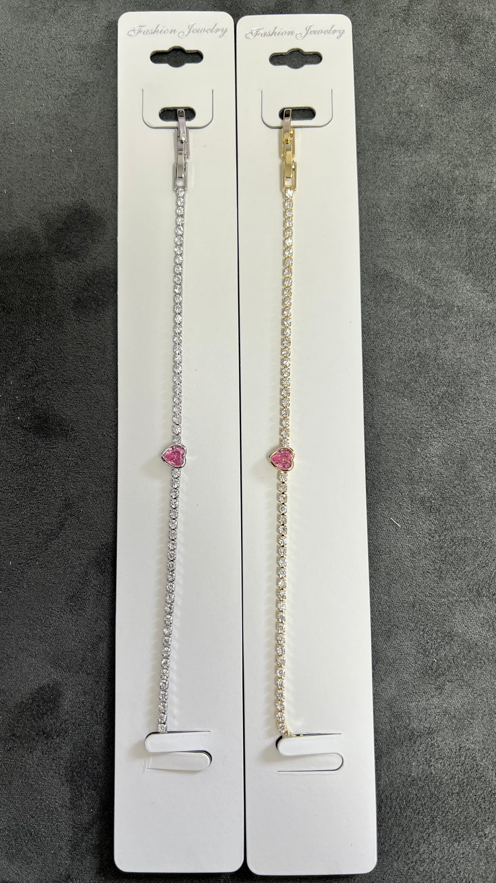 C.Z Rhodium Plated Dainty Tennis Bracelet -Adjustable Crystal Chain