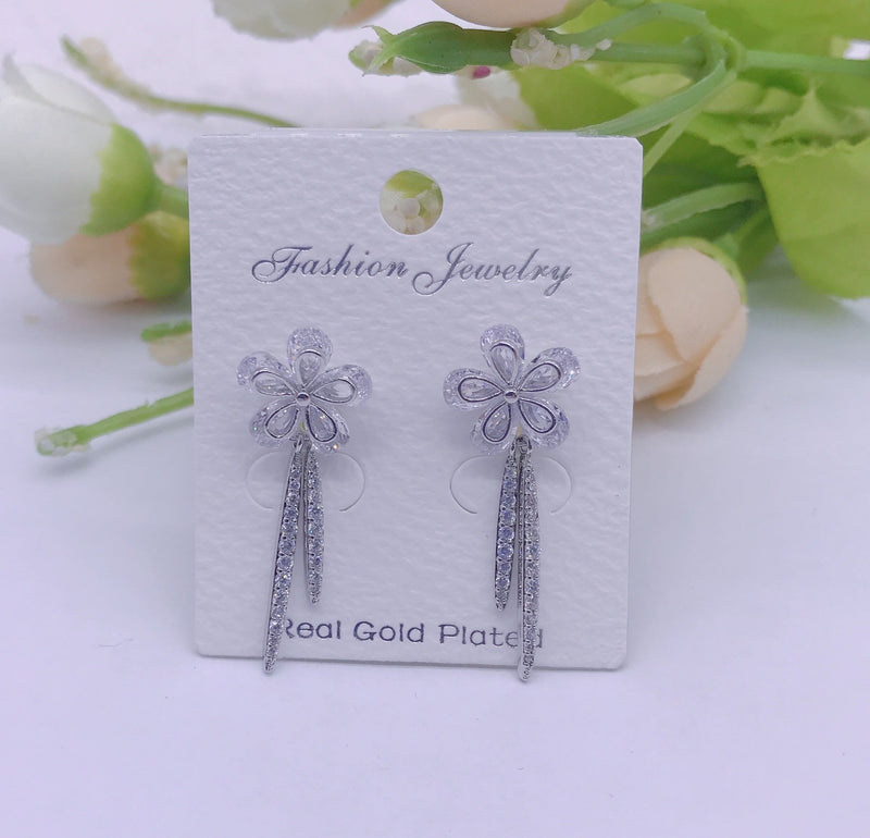 C.Z Rhodium Plated Crystal Stud Earring