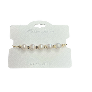 Freshwater Pearl C.Z adjustable Crystal Bracelet