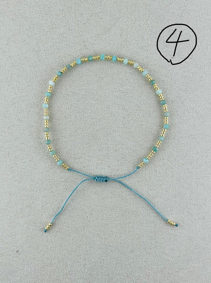 Semi-precious stones with miyuki beads Adjustable Bracelet(*10 colors)