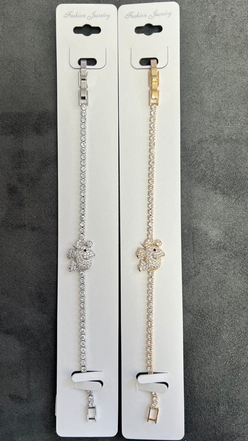 Sparkle Elephant C.Z Crystal Tennis Bracelets-Adjustable Chain