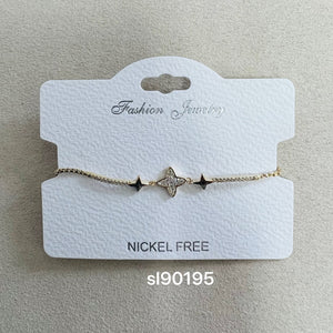 C.Z Rhodium Plated Crystal adjustable Bracelet