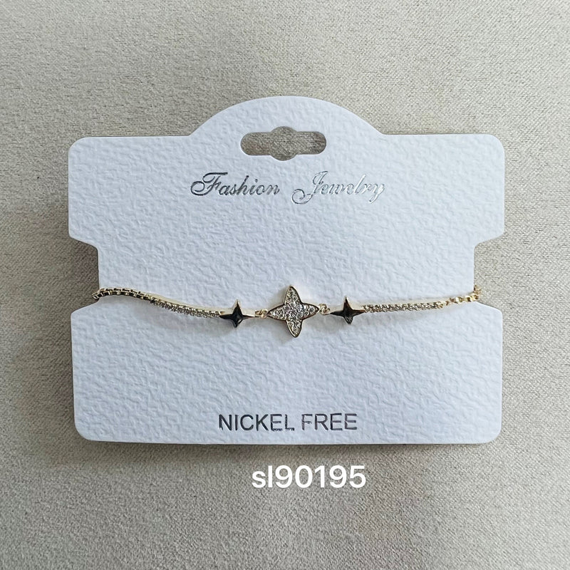 C.Z Rhodium Plated Crystal adjustable Bracelet