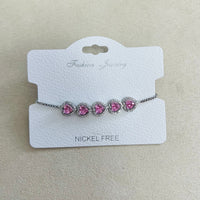C.Z Rhodium Plated Crystal adjustable Bracelet