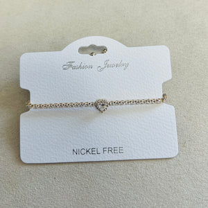 C.Z Rhodium Plated Crystal adjustable Bracelet