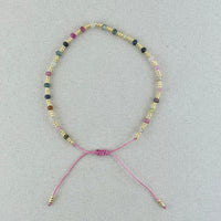 Semi-precious stones with miyuki beads Adjustable Bracelet(*10 colors)