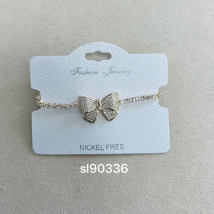 C.Z Rhodium Plated Crystal adjustable Bracelet