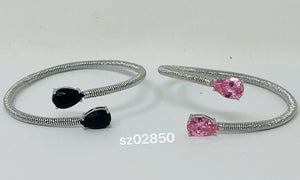 Teardrop C.Z Rhodium Plated Cuff bracelet