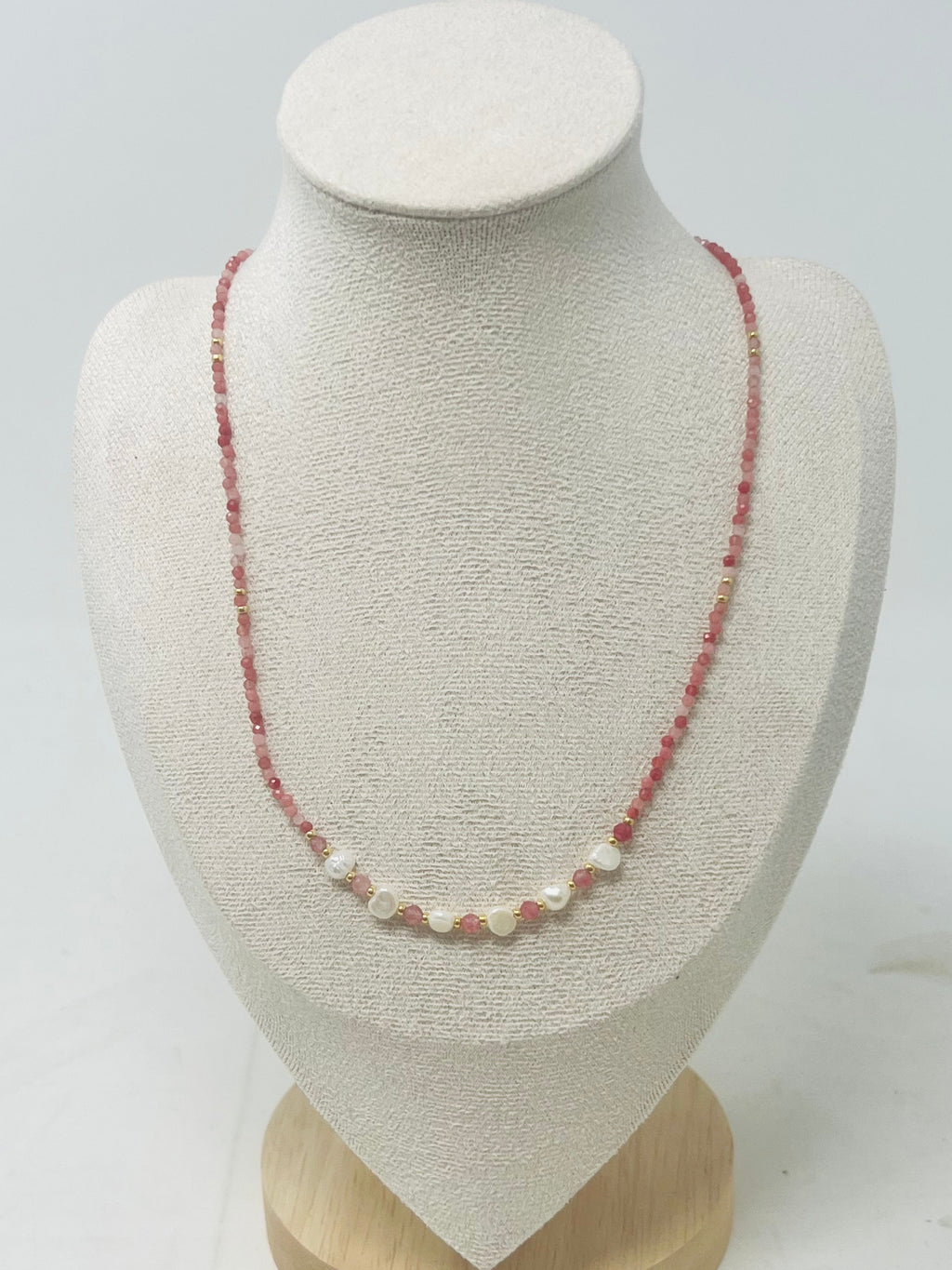Semi-precious Stone with Miyuki beads with Pearl(Pink)