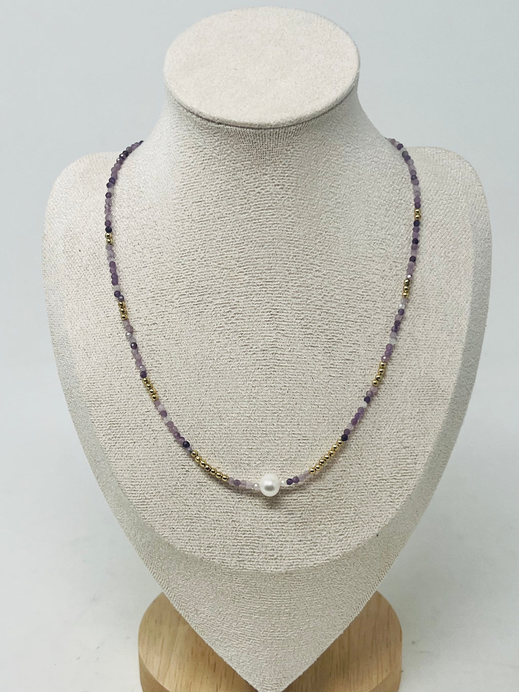 Semi-precious Stone with Miyuki beads & Single Pearl(purple)