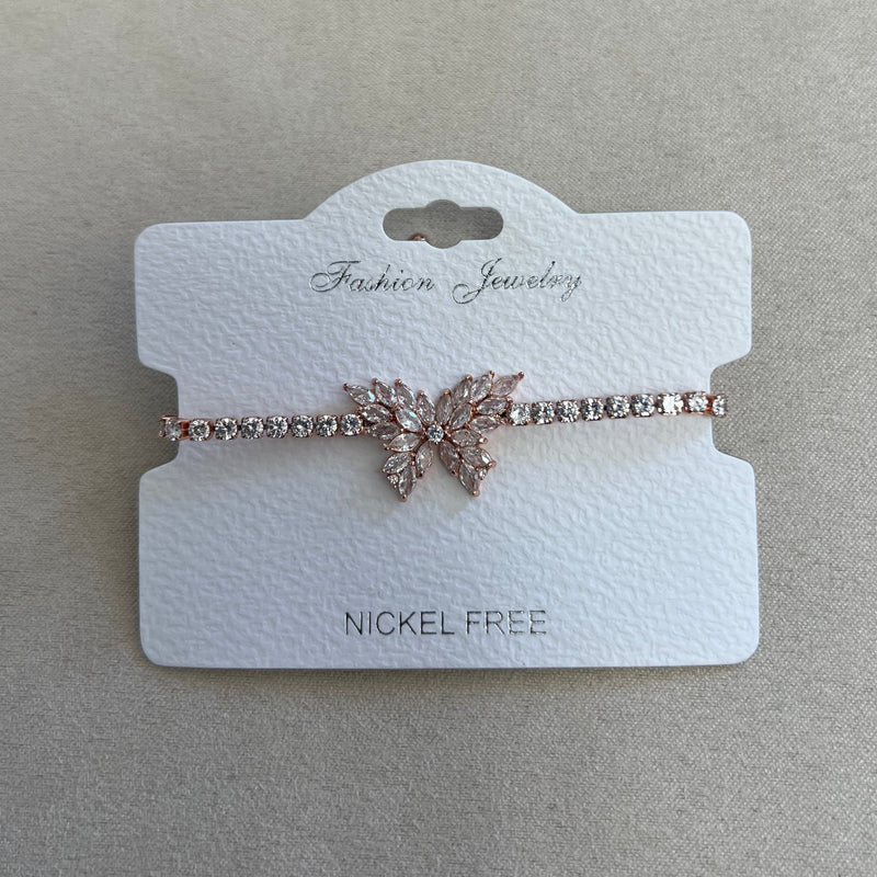 C.Z Rhodium Plated Crystal adjustable Bracelet