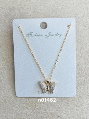 "butterfly" C.Z Rhodium Plated Pendant Necklace