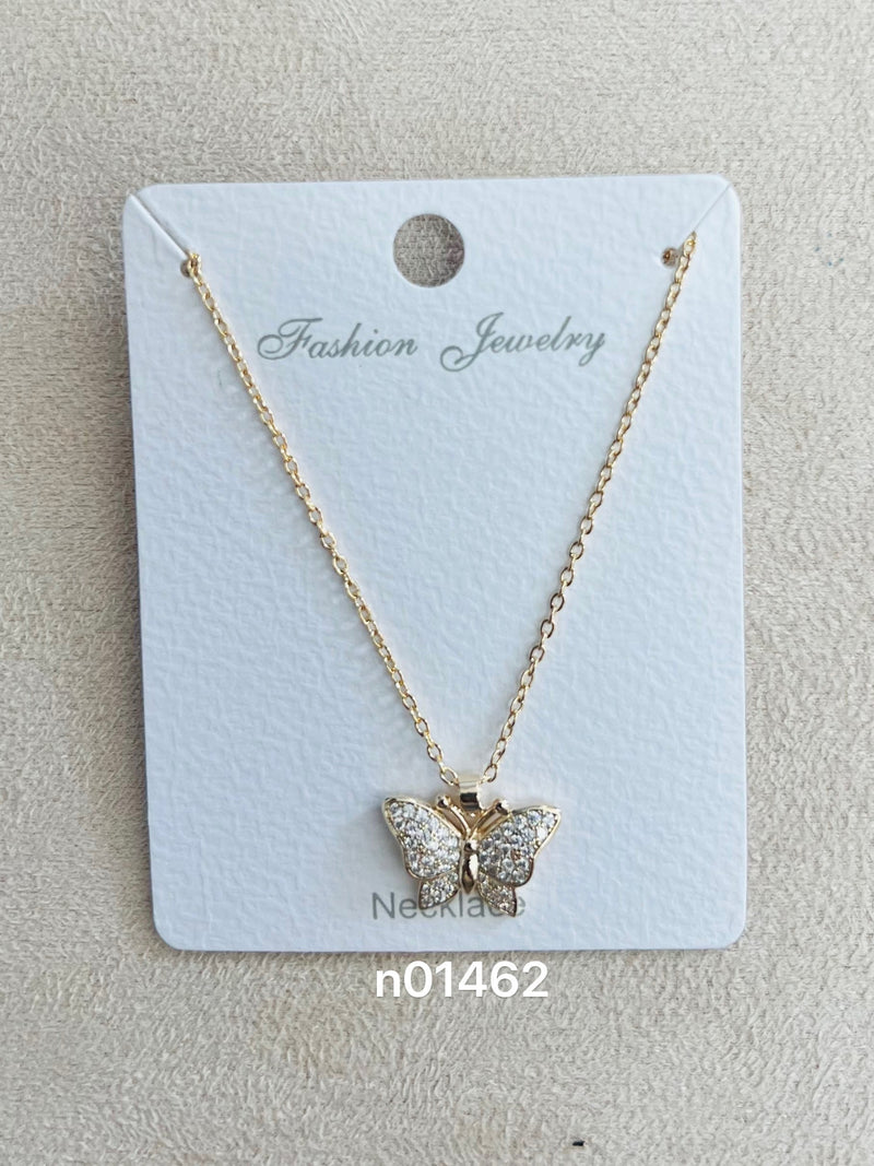 "butterfly" C.Z Rhodium Plated Pendant Necklace