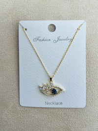 Evil Eye C.Z Rhodium Plated Pendant Necklace
