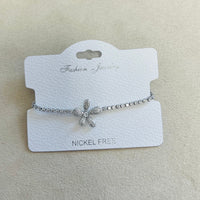 C.Z Rhodium Plated Crystal adjustable Bracelet