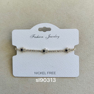 C.Z Rhodium Plated Crystal adjustable Bracelet