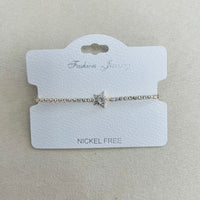 C.Z Rhodium Plated Crystal adjustable Bracelet