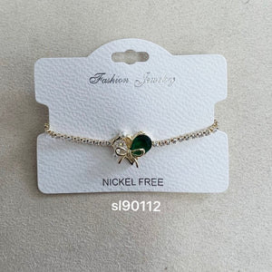 C.Z Rhodium Plated Crystal adjustable Bracelet