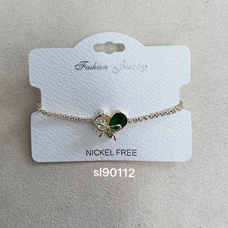 C.Z Rhodium Plated Crystal adjustable Bracelet