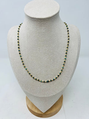 Elegant semi-precious stone necklace with Miyuki beads (deep green, emerald,  and dark turquoise)