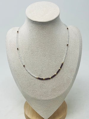 Semi-precious stone with Miyuki beads necklace(dark purple)