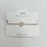 C.Z Rhodium Plated Crystal adjustable Bracelet