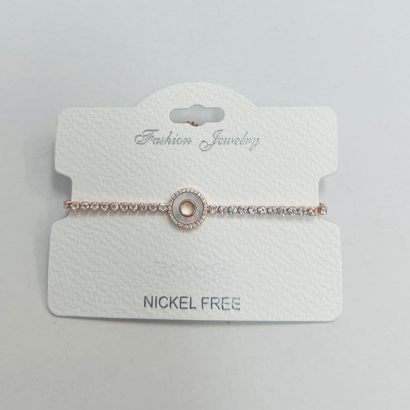 C.Z Rhodium Plated Crystal adjustable Bracelet