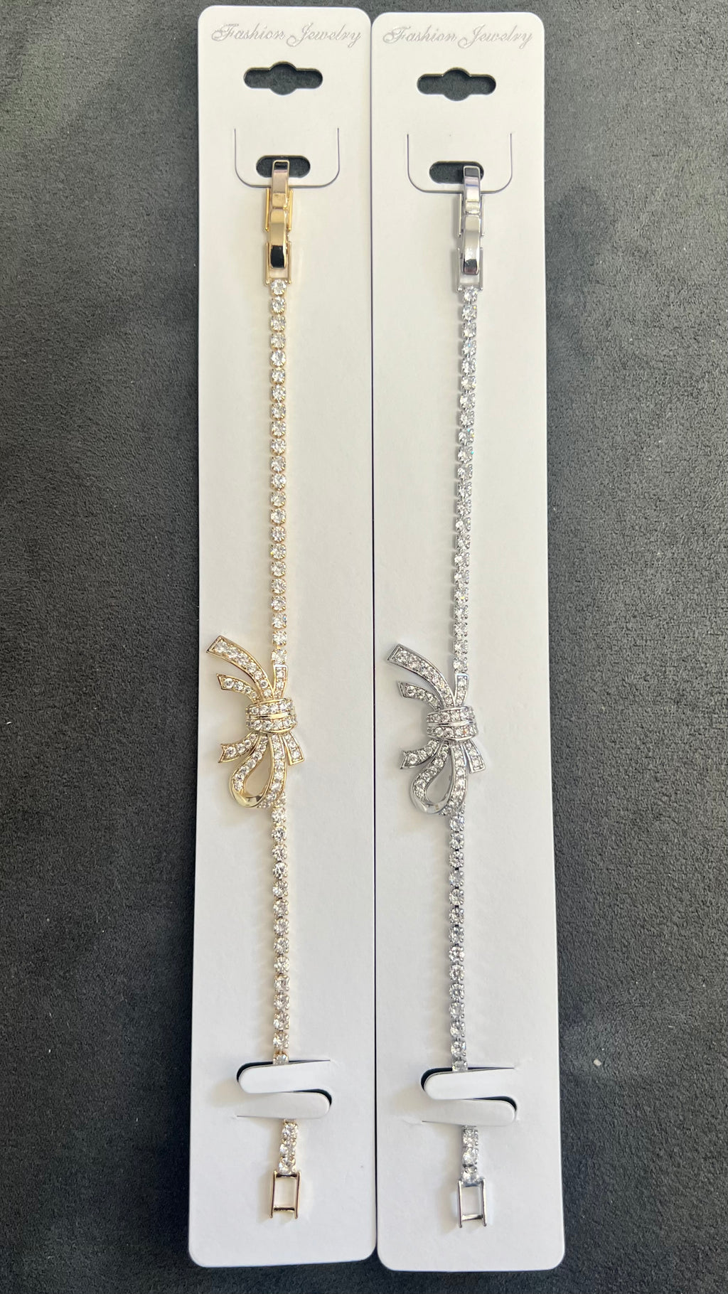 Bow Knot C.Z Crystal Tennis Bracelets-Adjustable Chain