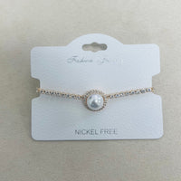 C.Z Rhodium Plated Crystal adjustable Bracelet