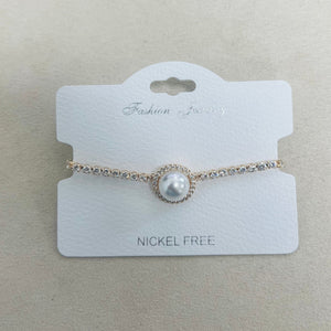 C.Z Rhodium Plated Crystal adjustable Bracelet