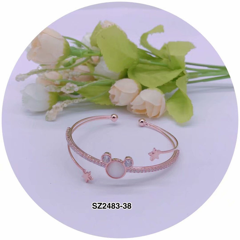 "Star/Circle" Shape C.Z Crystal Cuff Bracelet