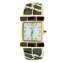 MULTI ENAMEL BANGLE CUFF WATCH(Gold Face）