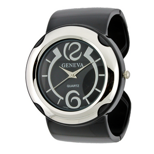 CANDY COLORFUL SHINING BAND BIG ROUND FACE FASHION CUFF WATCH