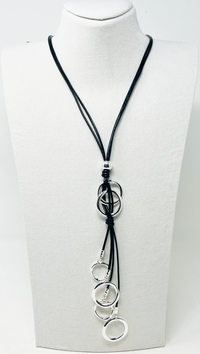 Leather long chain necklace