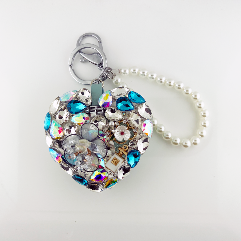 "heart" shape Crystal Mirror key chain