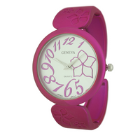 Round Face Matte Finish Cuff Watch With Flower Print