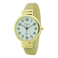 Round Plain Face Hard Plastic Cuff With Cloud Color Band (gold)