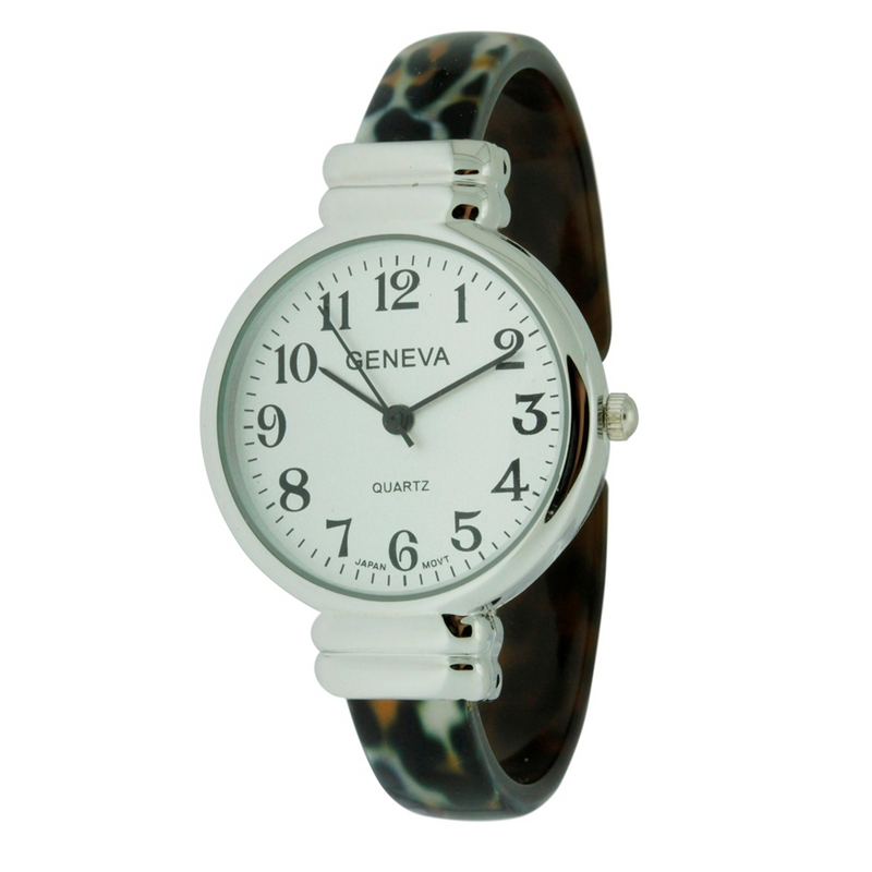 Round Thin LIZ. Cuff Watch(Leopard Print)