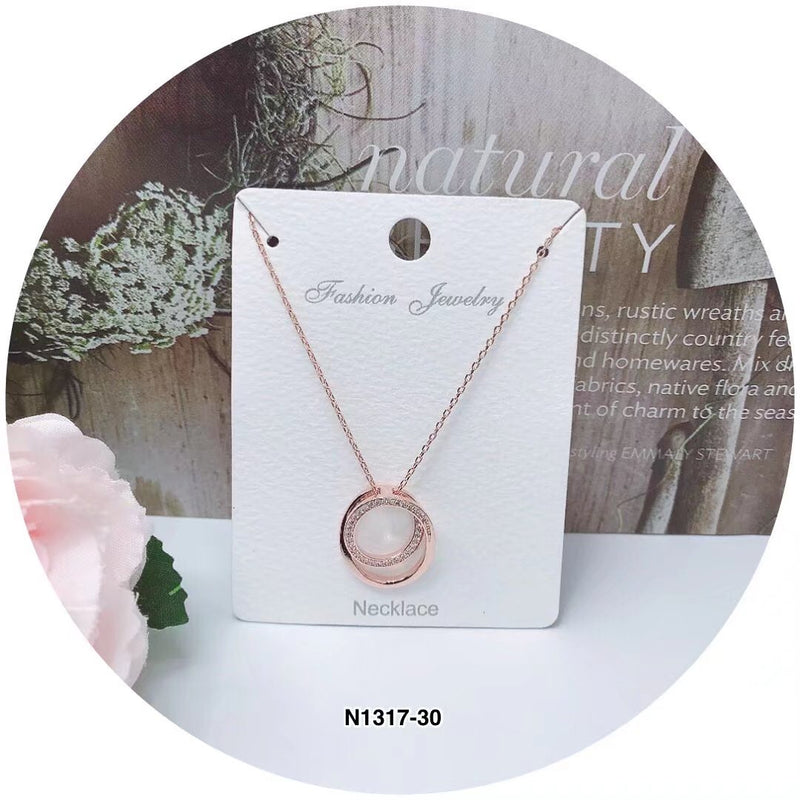 Two circle cross C.Z Crystal Necklace