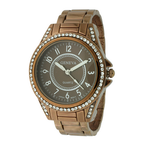 Round Face Cuff Sport Watch With Stones