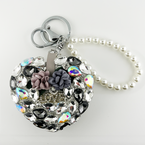 "heart" shape crystal mirror key chain