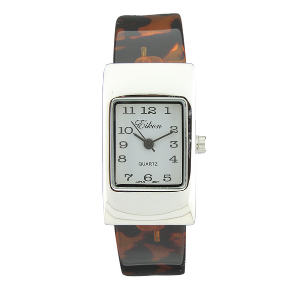 Rectangle Plain Face Hard Plastic Cuff Watch(Turtle shell) – Sun Star ...