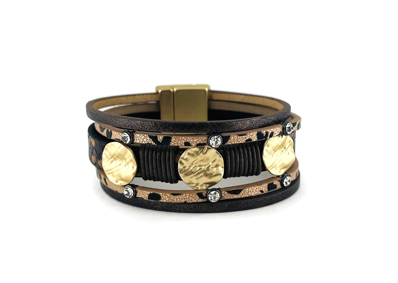 Genuine leather magnetic bracelet