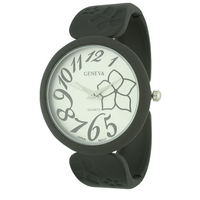 Round Face Matte Finish Cuff Watch With Flower Print